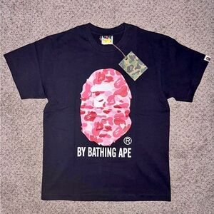 Bape Black Tee with Pink Camo Ape Head